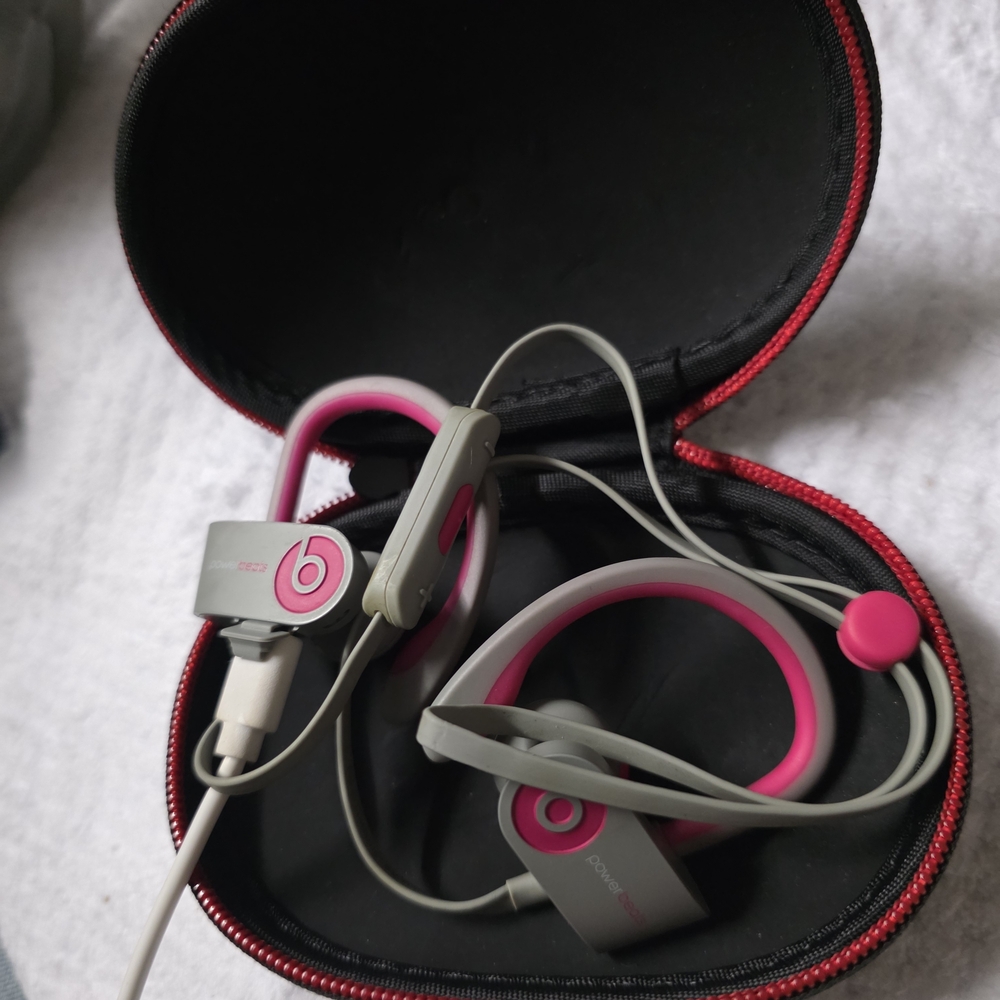 Pink and Gray Wireless Earbud Headphones